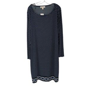 Michael Michael Kors Black Royal Blue Long Sleeve Scoop Neck Dress Women's 3X